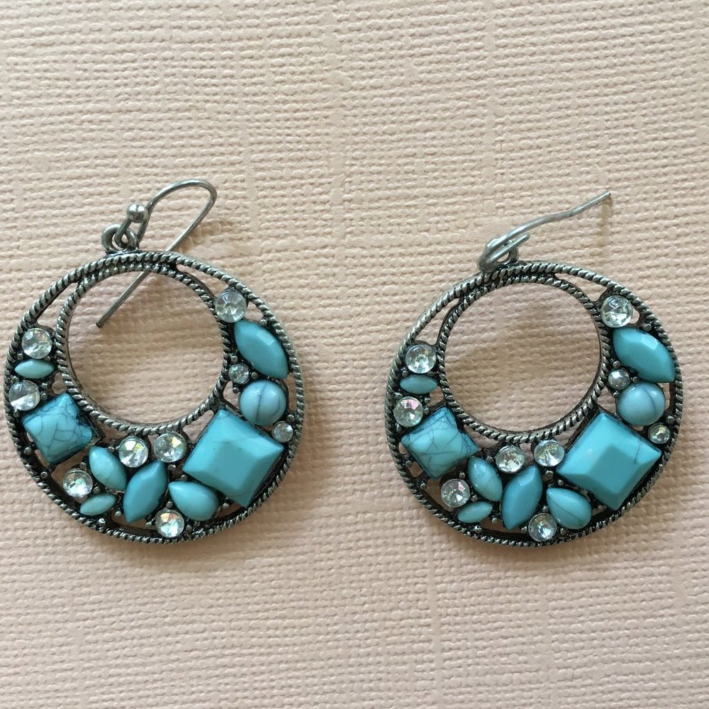 Blue Vintage Circle Earrings GUC